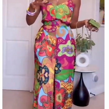 Breathable Loose Yoga Weekend Printed European And American Leisure Large Pantskirt