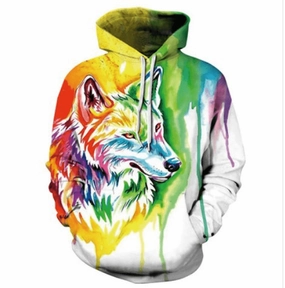 Printed Hooded Baseball Jersey Printed Couple Sweater Production product animal print wildness Trend Focus