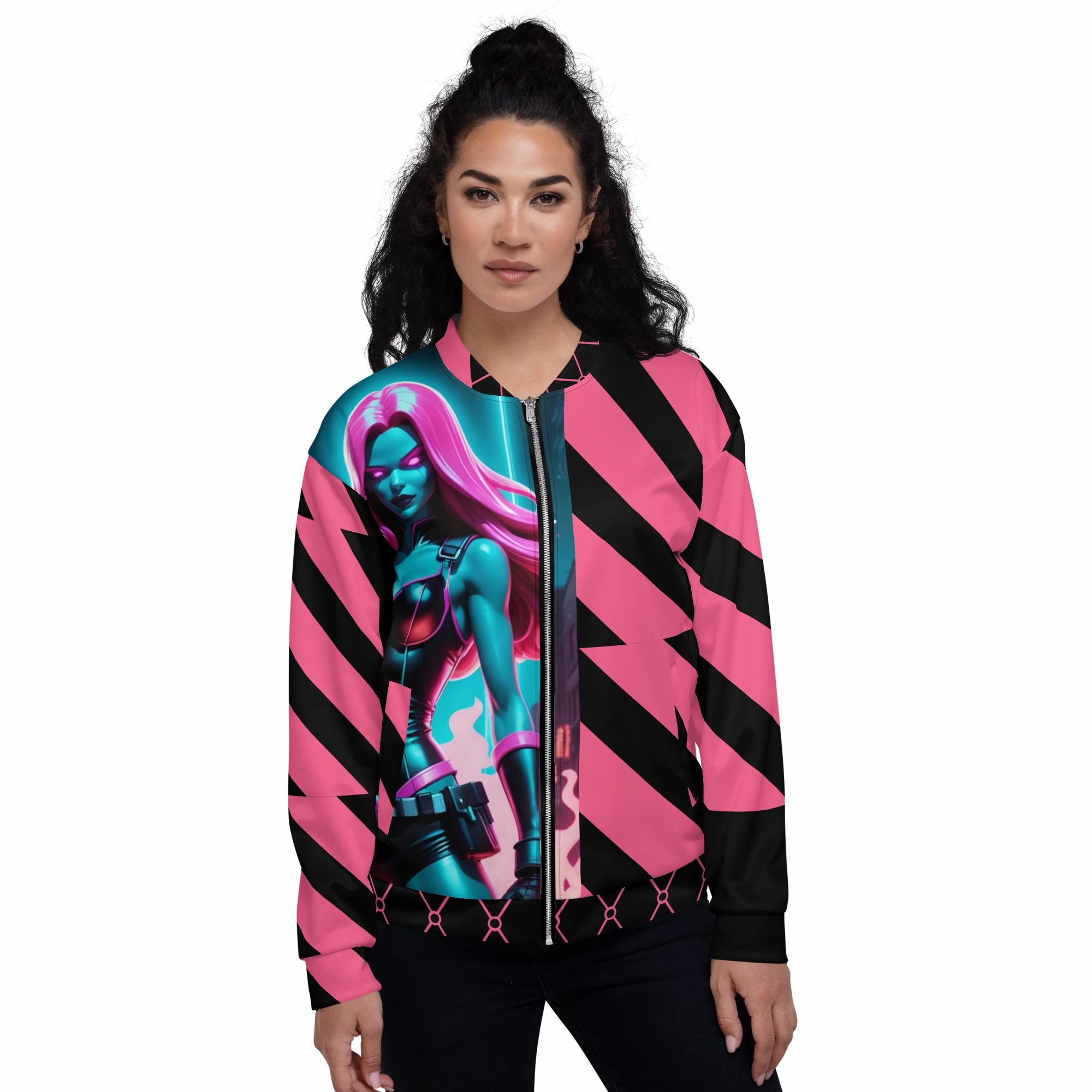 Stapled Trendy Look Bomber Jacket