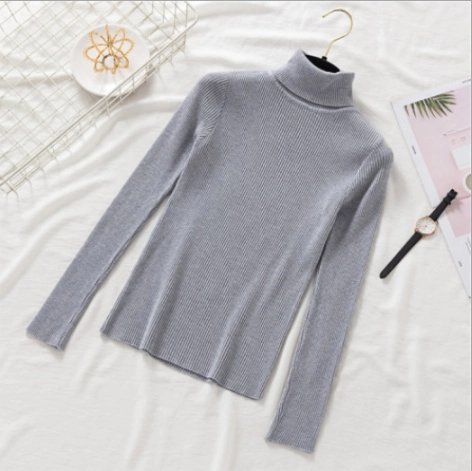 Pullover Women Knitted Turtleneck Sweater Knee Length