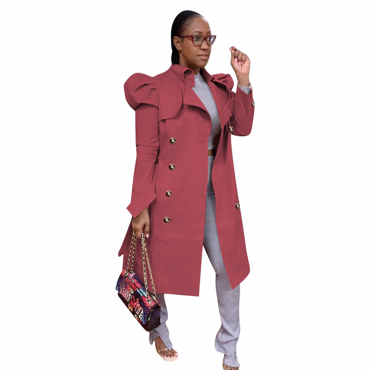 Pure Color All-match Long Trench Coat Women's Clothing NonChafing Seam Placement