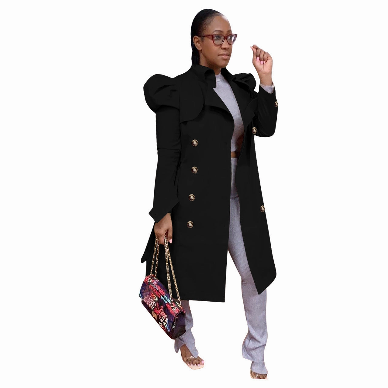 Pure Color All-match Long Trench Coat Women's Clothing Outdoor Activity Rainy Day Option