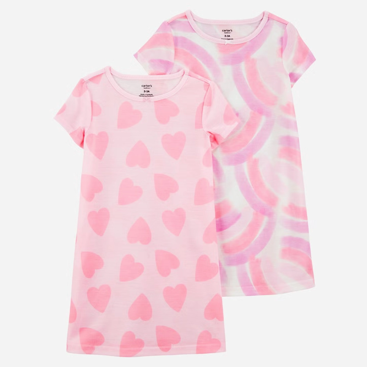 Girls' 2-Pack Rainbow Hearts Nightgowns 3S893510 Virtual Fit ComfortWaistband