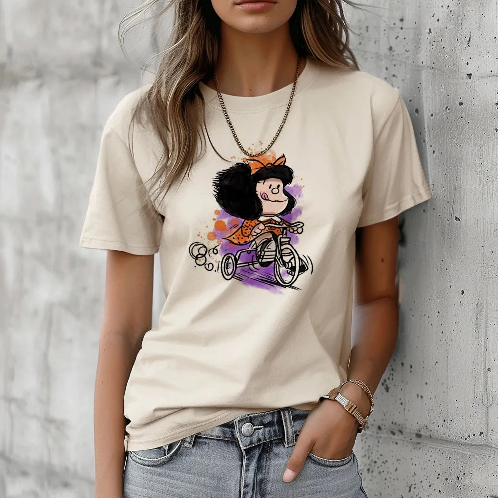 Side Pleats Mafalda top women Japanese anime t-shirts female streetwear harajuku graphic clothing