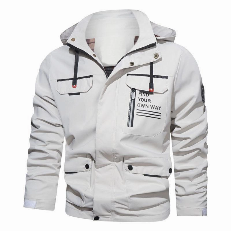 dry-cleanable Men's Outdoor Casual Shell Jacket Sports Hooded Fleece Jacket Coat