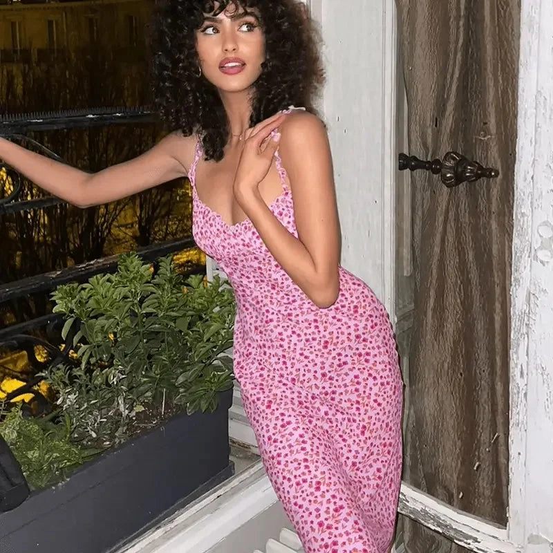 Red Floral Ruffle Dress Roll Resistant Bands Sustainable Choice