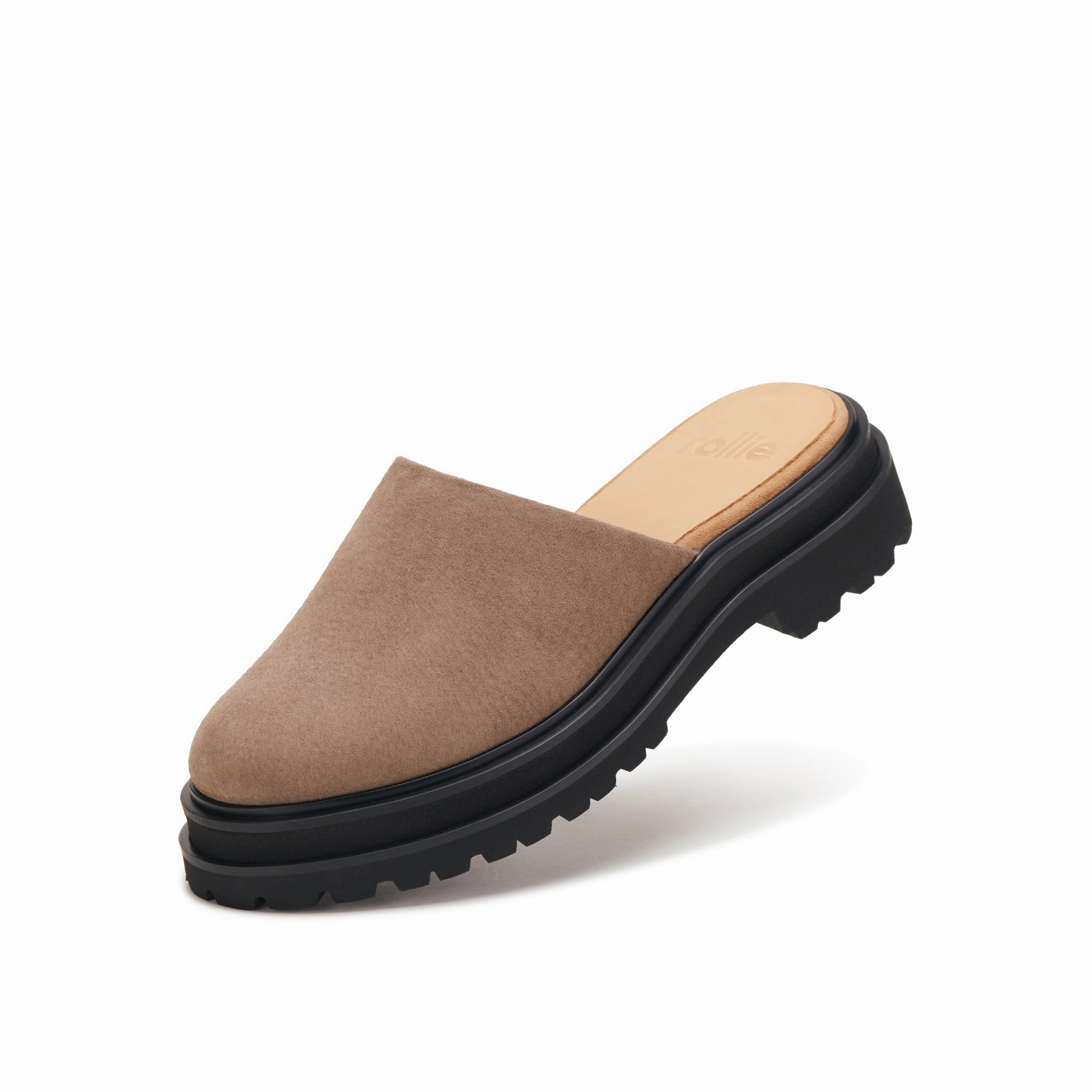 Rubber   sole Mule Step Taupe/Blk
