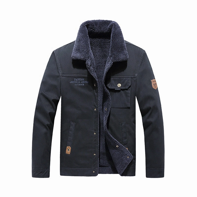 Minimalist Pocket Layout West Louis? Brand Fleece Fur Collar Bomber Jacket