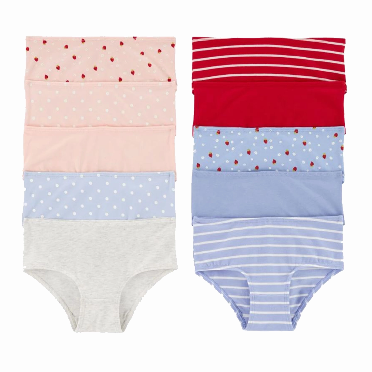 Girls' 10-Pack Strawberry Brief Stretch Cotton Undies R168910 SkinFriendlyElastic DoubleStitched