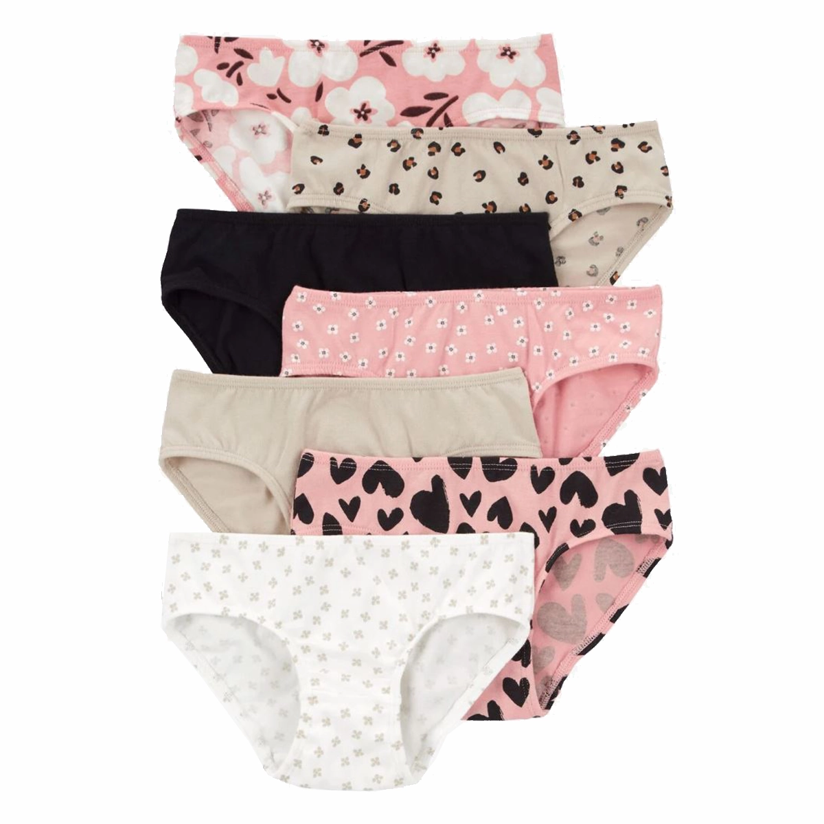 Wild Mood Train Ease Girls' 7-Pack Leopard Hipster Stretch Cotton Undies 3R168310