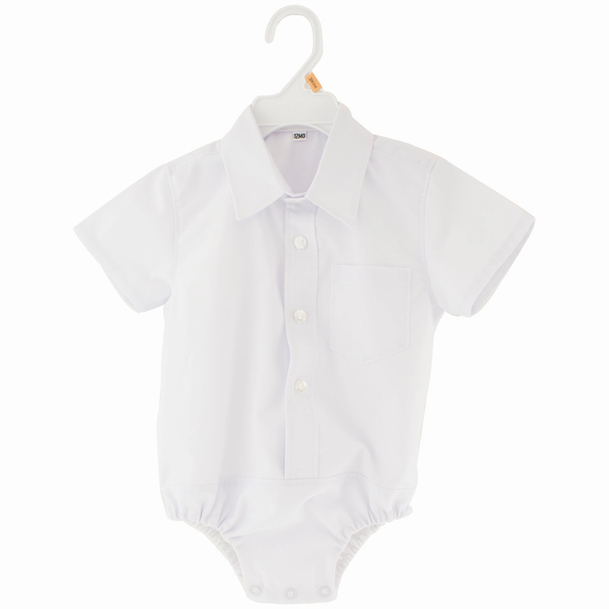 Baby Boys White Collared Short Sleeve Bodysuit UVProtection Layered Skirt