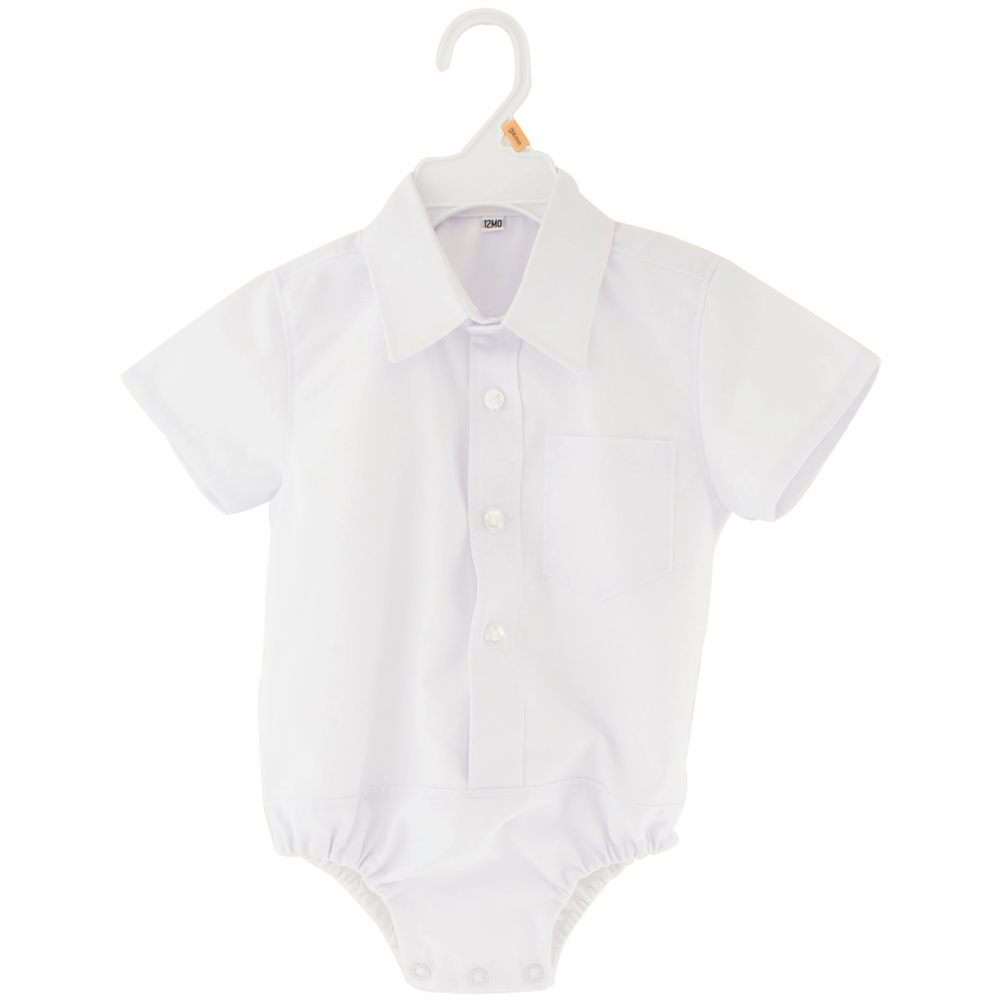 Casual Protection Run Glow Baby Boys White Collared Short Sleeve Bodysuit