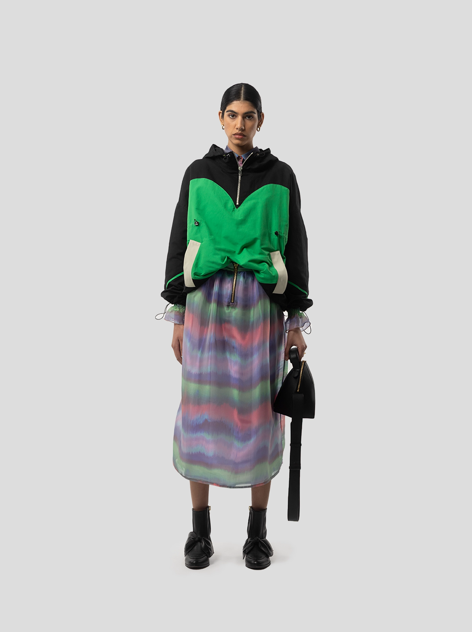 Coupe-vent Tony en Toile Stabilo noire, verte et ??crue Rain Day Weather Guard