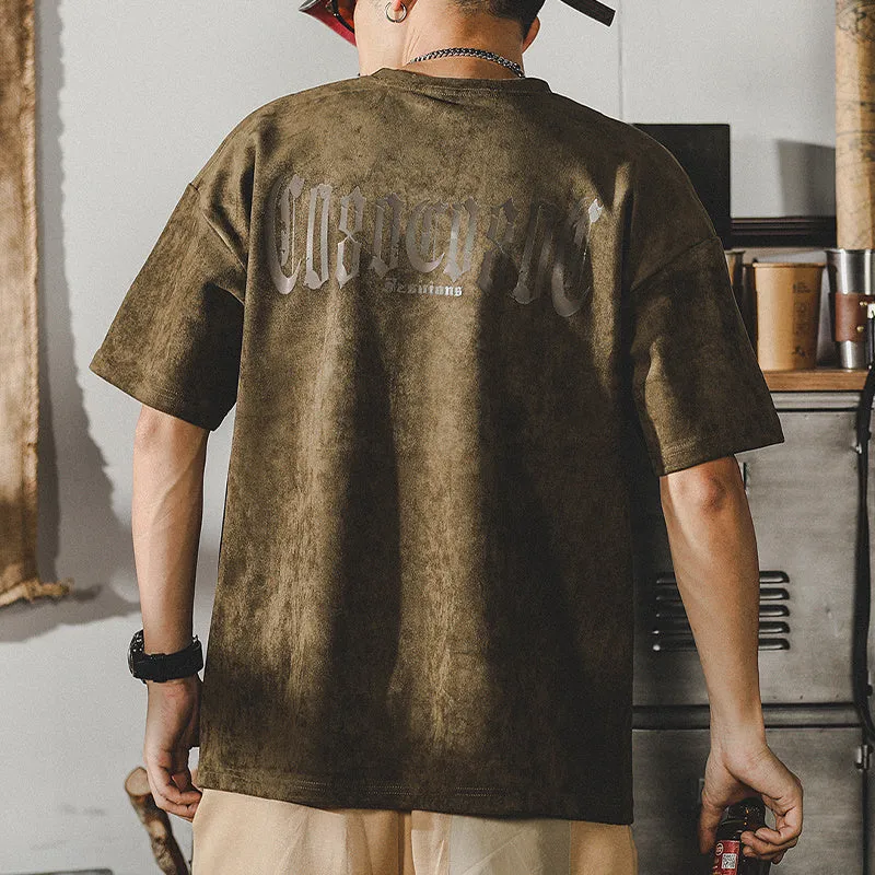 Casual Fit Autumn coziness Retro Washed T-shirt Heavy Short-sleeved Shirt Men