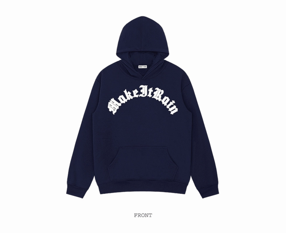 Outdoor Bold Relaxed Vibe Retro Font European and American Style plus Velvet Hooded Pullover Street Fried Sweater