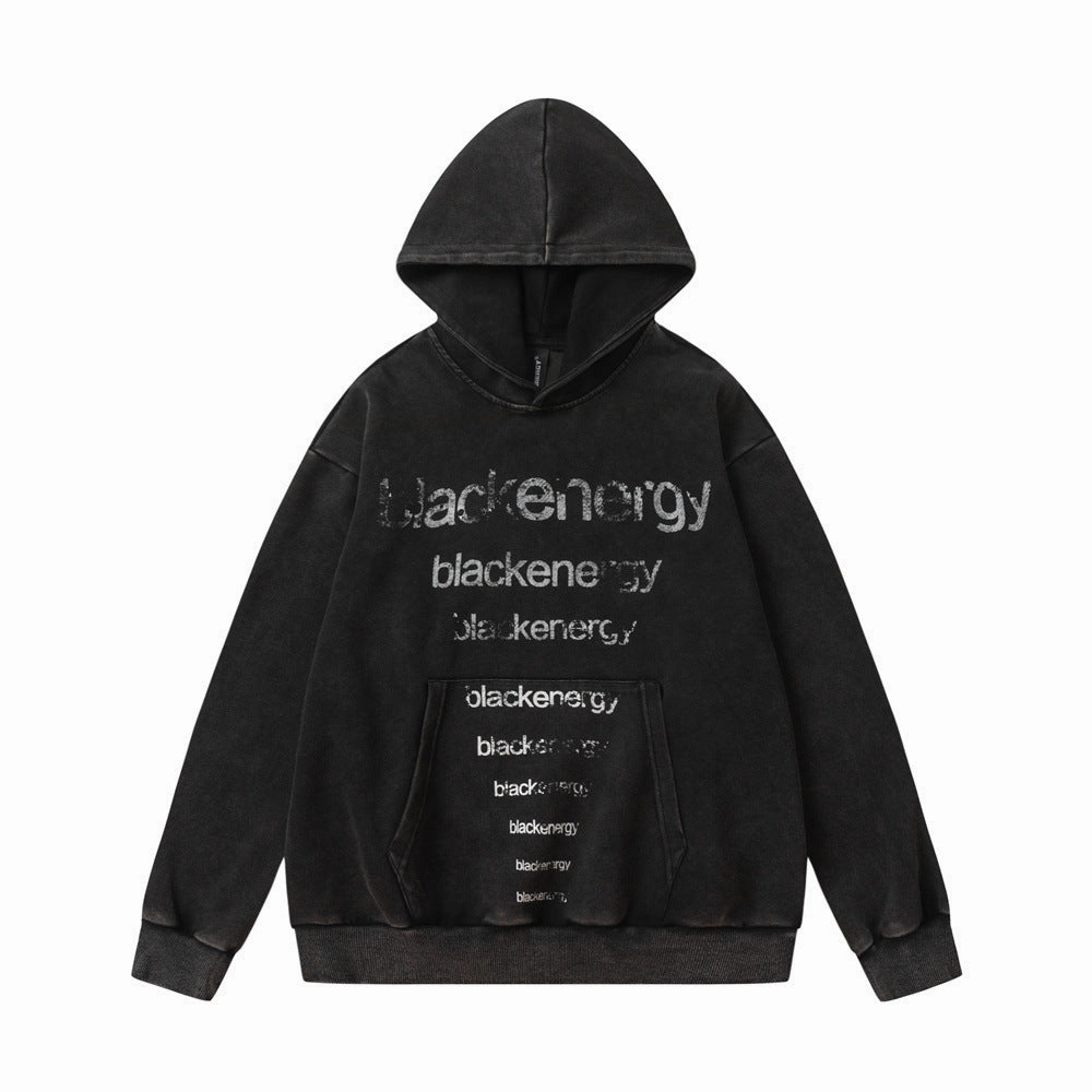 Retro Hooded Sweater Letter Printing Casual Loose Top Casual Layer All Day Wear