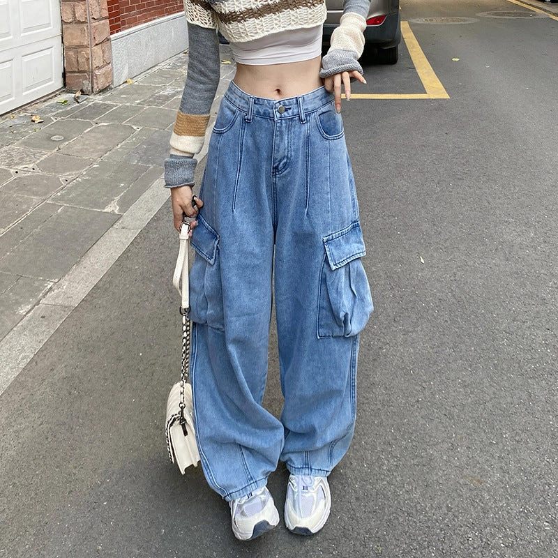Retro Workwear Denim Women's Straight Loose Wide-leg Pants Sustainable Denim Production Traveler Gear Morning Stroll