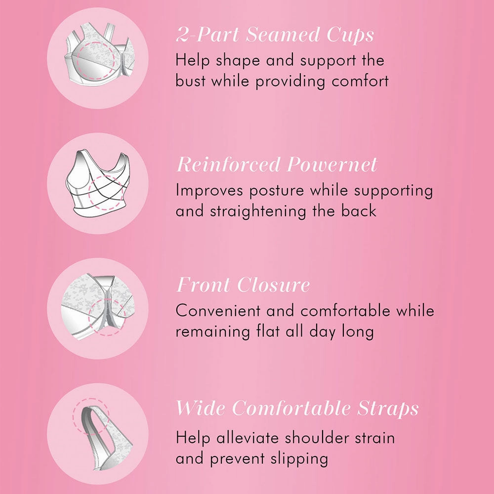 Women's Lace Wireless Back & Posture Support Bra with Front Closure 5100565 Chic Accessory