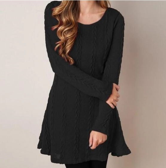 Women Causal  Short Sweater Dress Female Autumn Winter White Long Sleeve Loose knitted Sweaters Dresses DoubleLayeredEdges