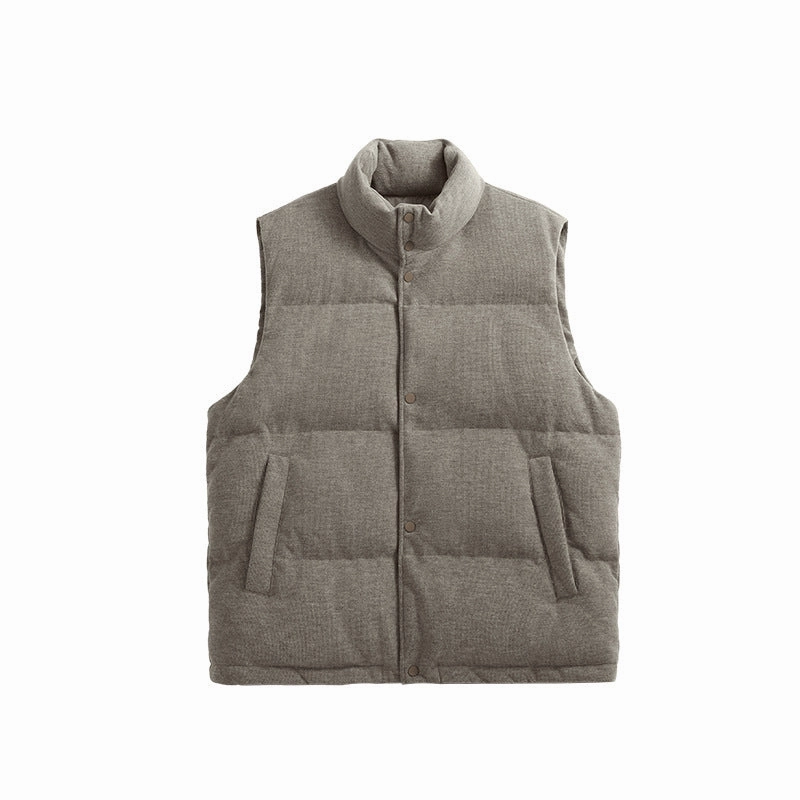 Active Urban Layer Layered Collar Design Coarse Pit Sweater Knitted Down Vest 90 White Duck Vest Coat