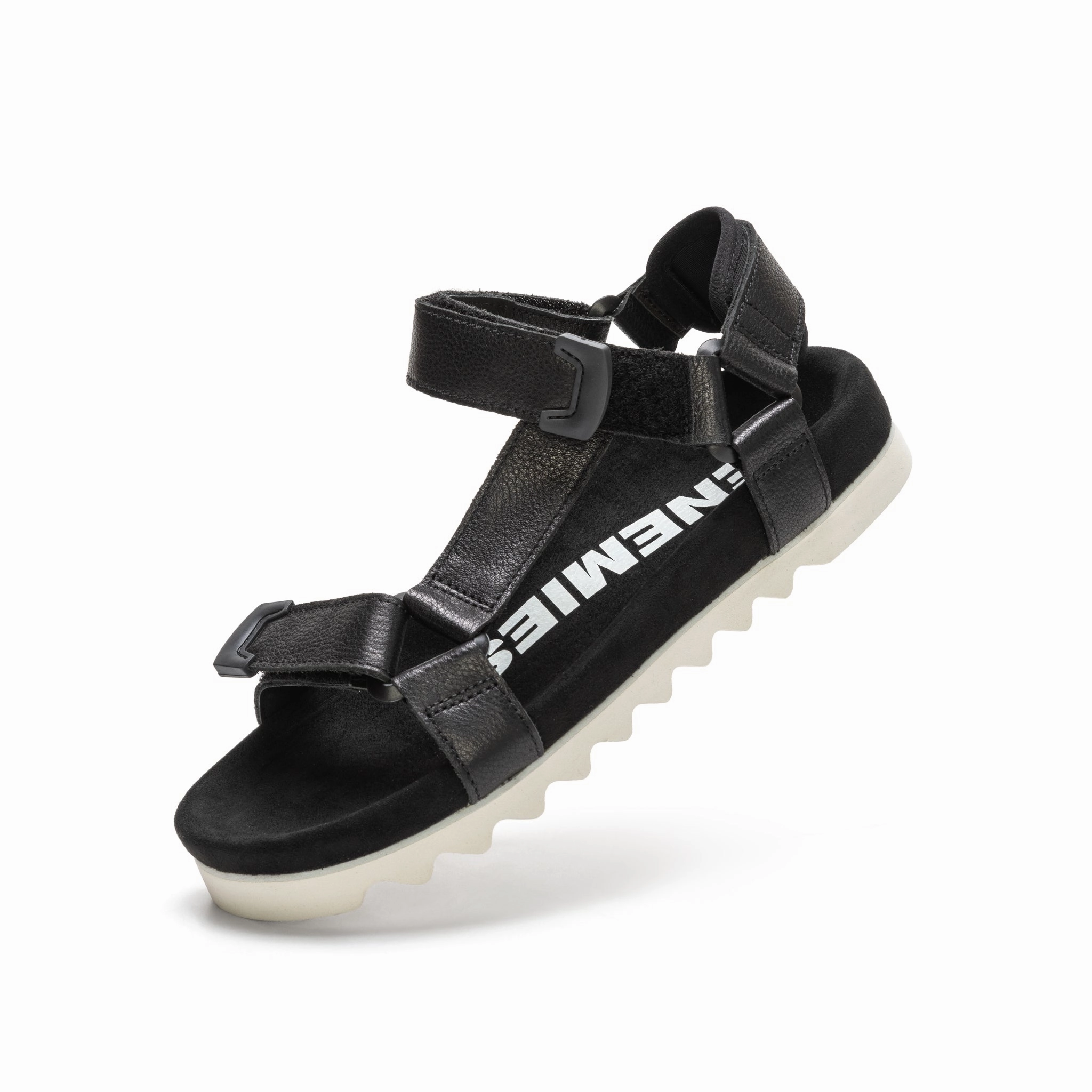 Sandal Tooth Wedge Black Leather Upper