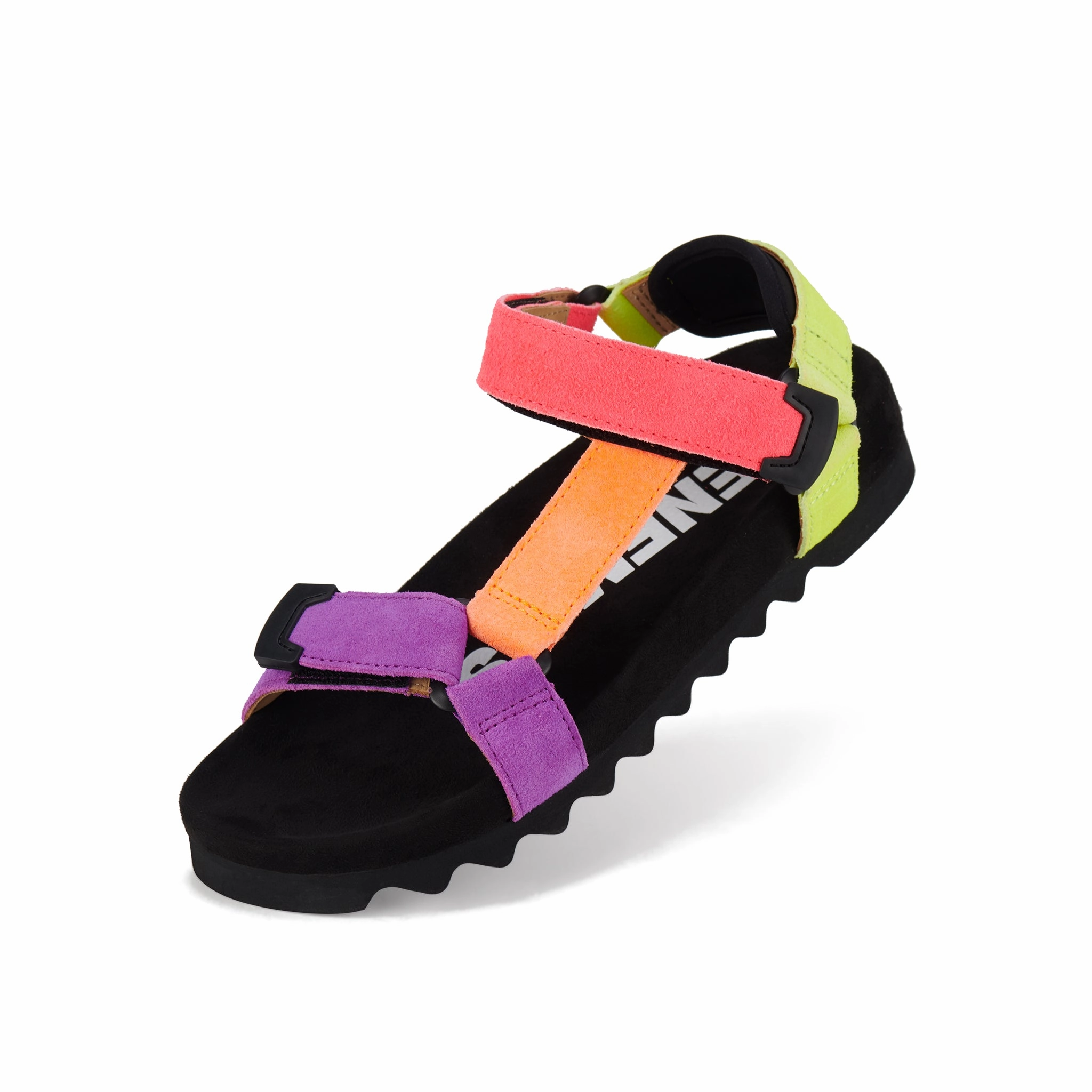 Adjustable Strap System Flat Sole Sandal Tooth Wedge Neon Pop