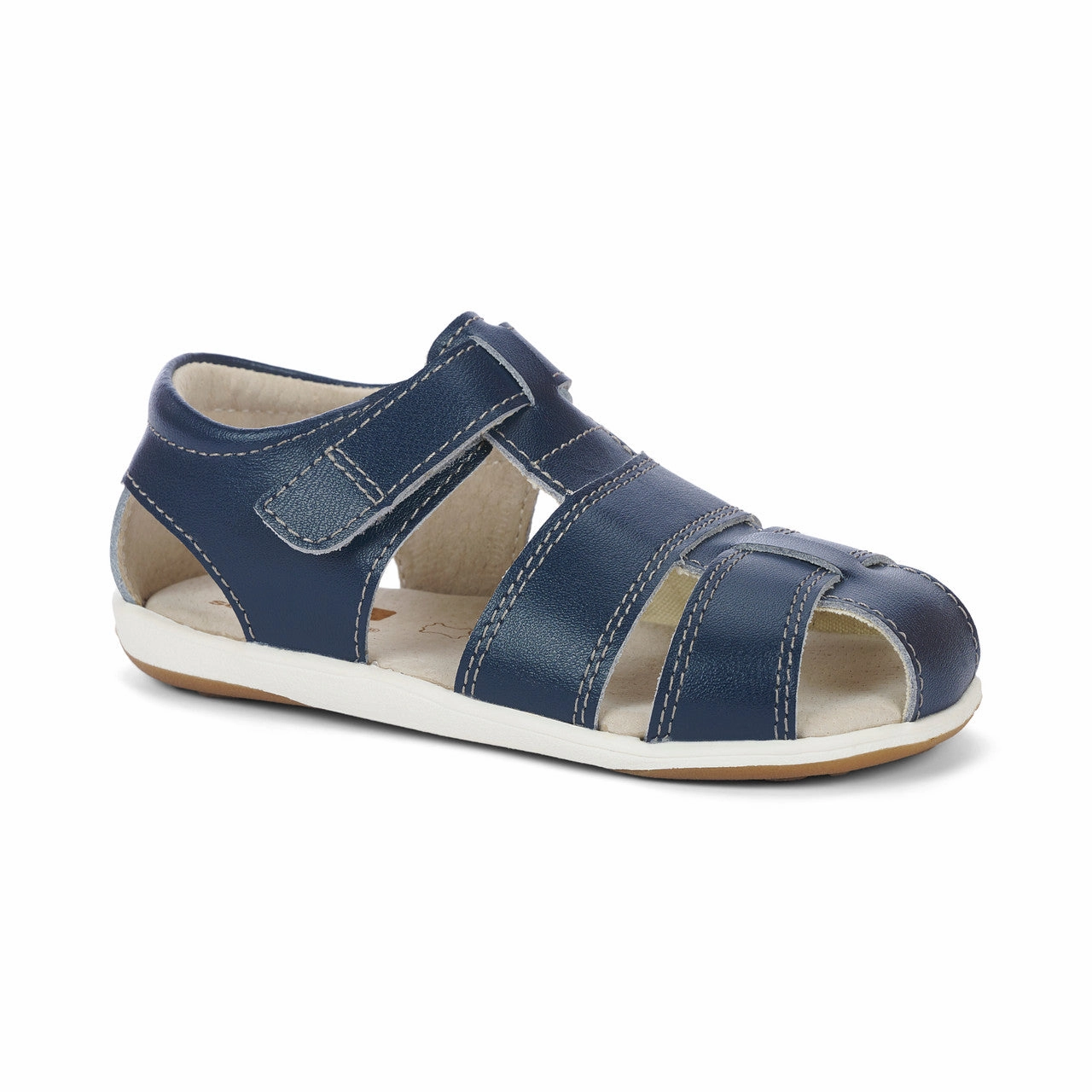 See Kai Run Jude IV - Navy Leather Quick Adjust Strap Safe Sole