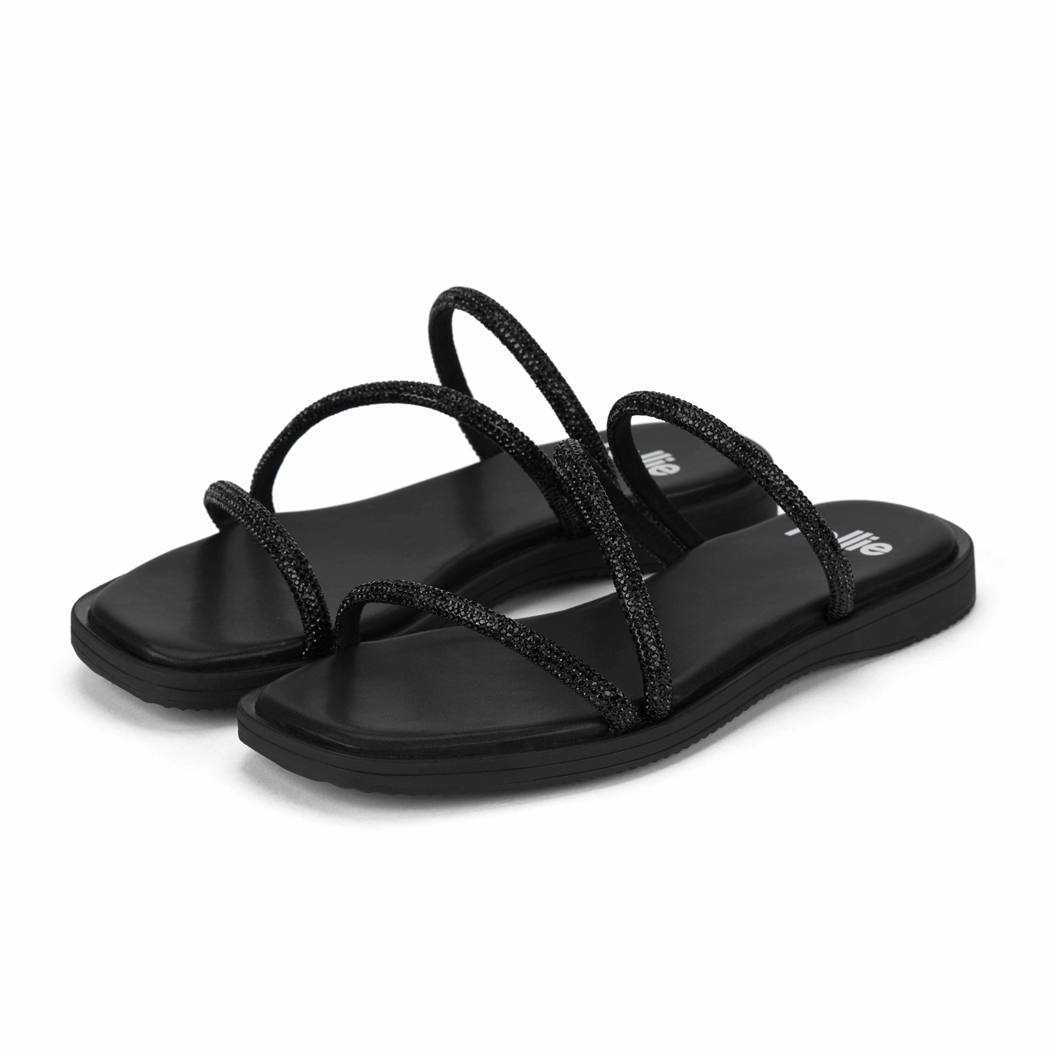 Sandal Slide Black Rhinestone All-Age Fit Eco friendly materials