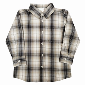 Boys' Long-Sleeve Gray & Earth Tone Plaid Shirt 3305 2305 Easy Fashion