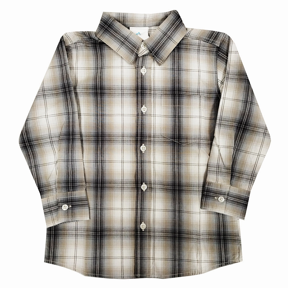 Shine Mood SustainableProduction Boys' Long-Sleeve Gray & Earth Tone Plaid Shirt 3305 2305