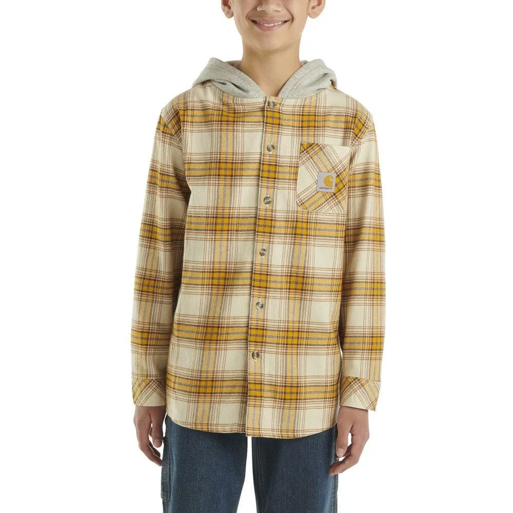 Youth Boys' Flannel Button-Front Hooded Shirt CA8195 Cool Design Chic Skirt