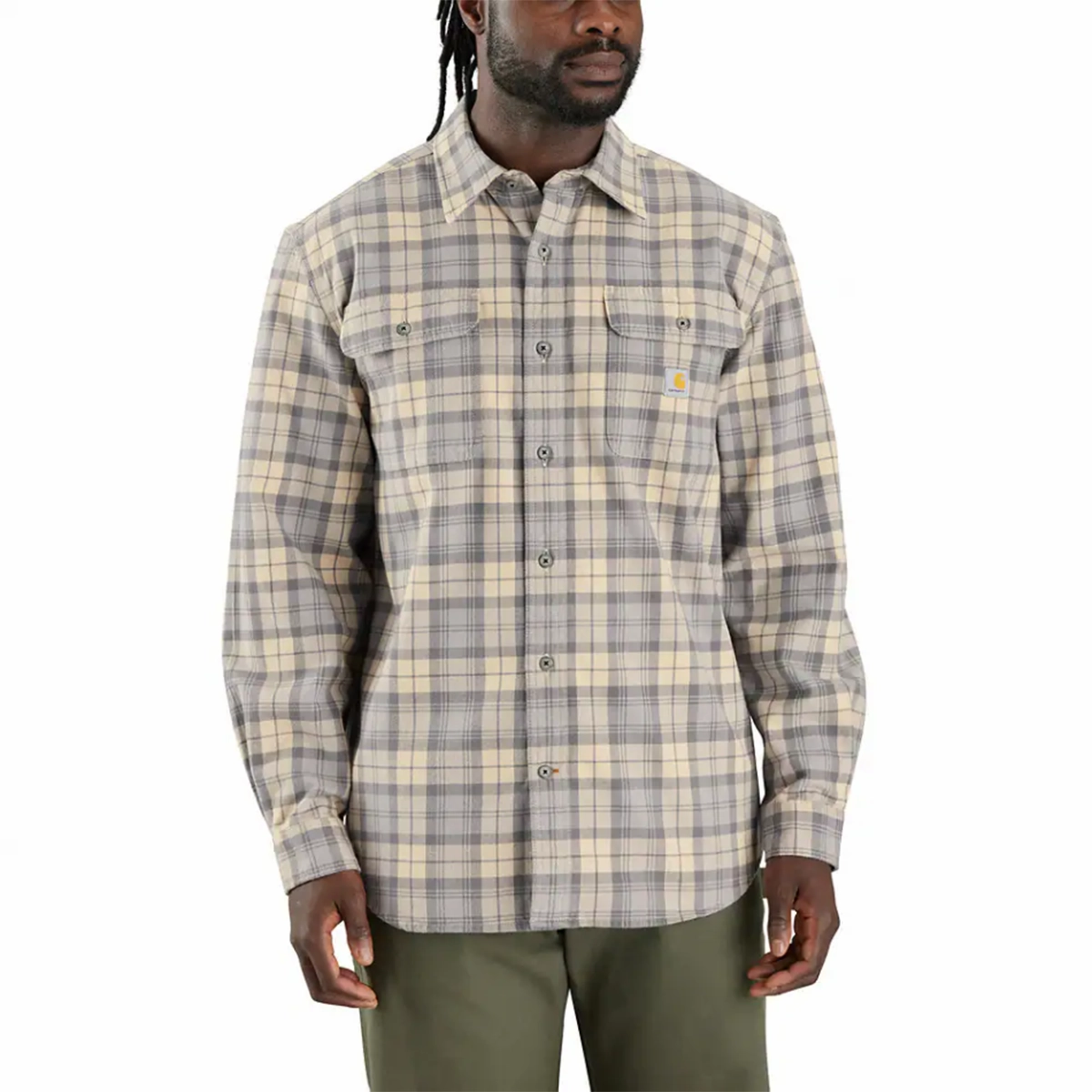 Weekend Style Focus Fit Men's Loose Fit Heavyweight Flannel Long-Sleeve Plaid Shirt 106356