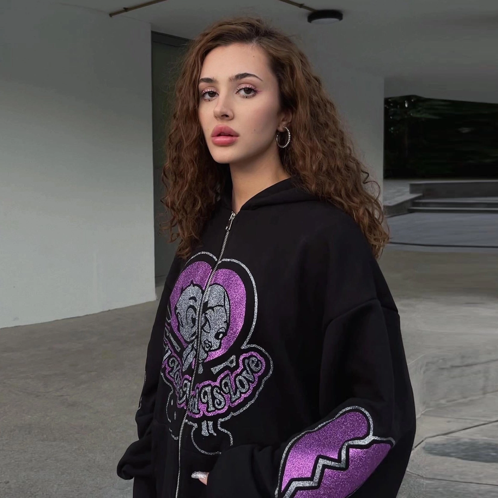 Warm Layering Cute Little Bear Cap Glitter Print Cardigan In Europe And America