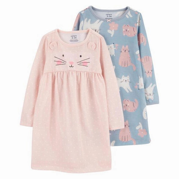 Eco-Friendly Material Girls' 2-Piece Cat Nightgown 3R937610