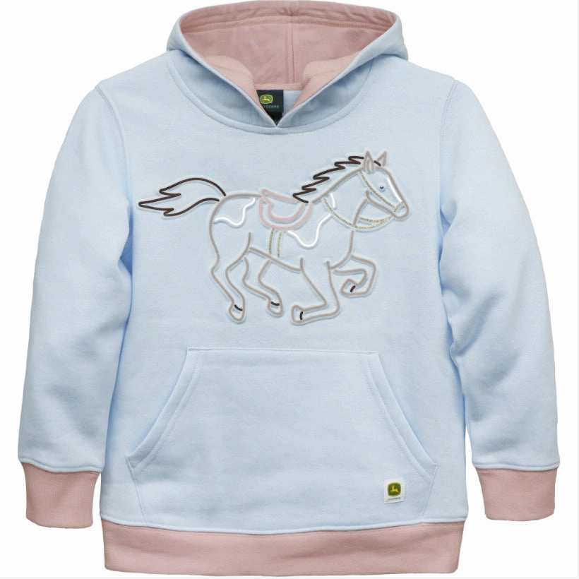 Girls' Horse Fleece Pullover Hoodie J2J476BC Hygienic Finish