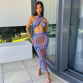 Lightweight Mesh Panels Criss-Cross Top with Skirt