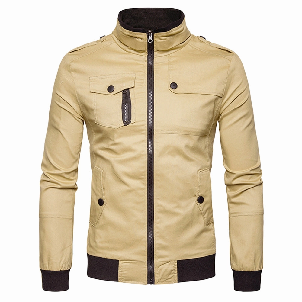West Louis? Epaulet Design Pockets Zip Up Jacket Comfortable Outfit ReflectiveTrims