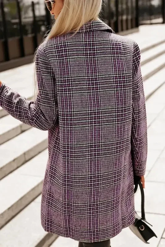 Pink Plaid Midi Coat Fade Resistant Dye Method