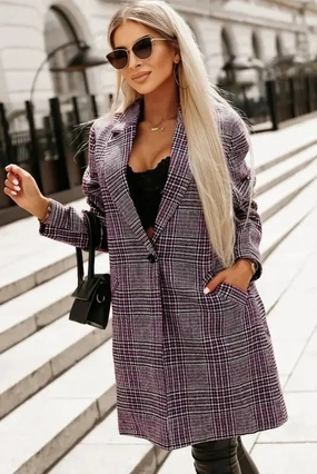 Pink Plaid Midi Coat Anti Static Treatment