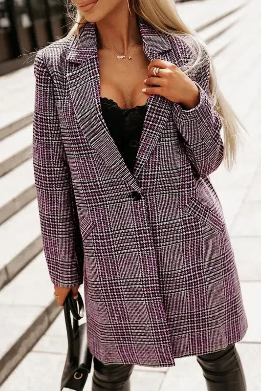DoubleStitchSeams Comfy Street Piece Pink Plaid Midi Coat