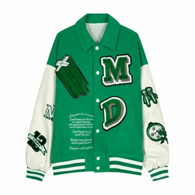 Contrasting Design Letter Embroidery Woolen Jacket Men product graduation pride Chill Layers