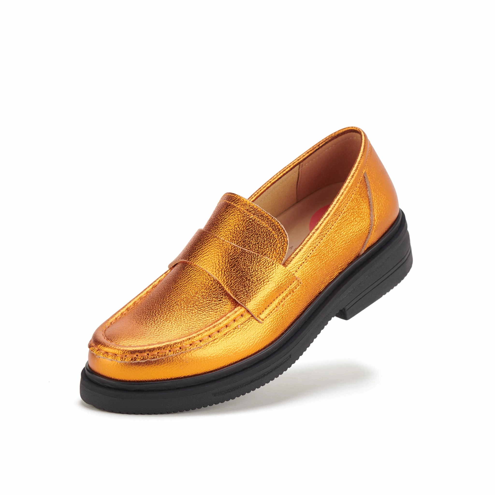 Loafer Rise Orange Foil Handcrafted Stitching Track Hike