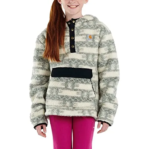 Girls' Long-Sleeve Fleece Quarter-Snap Sweatshirt CA9904 Warm Layers Comfortable Sweater