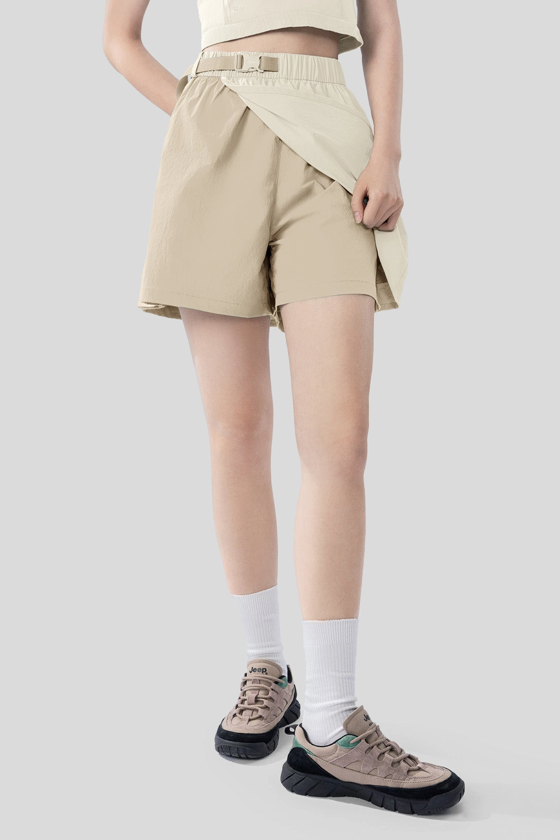 Red Flash SmoothInnerLining SoftTexturedFabric Riccar - Women's Quick-Dry Work Short UPF50 