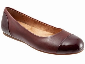 Softwalk Sonoma Cap Toe - Women's Flat Dark Red (601) Flexible Groove Flexure Smooth Grain