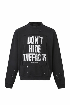 goes with high heels Splash-ink Letter Printing American Retro Washed Distressed Round Neck Autumn Winter Sweater