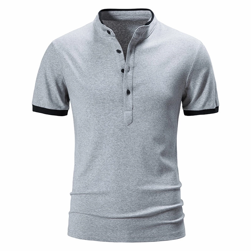Chic Essentials West Louis? Cotton Short Sleeve Solid Color Polo Shirt