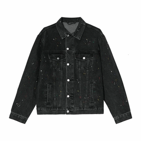 Spray Paint Jacket Men and Women Trend Couple Denim Jacket Retro Denim Jacket coordinating piece