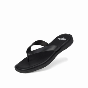 Square Toe Thong All Black Quick Dry Shoes Rapid Evaporation Fabric