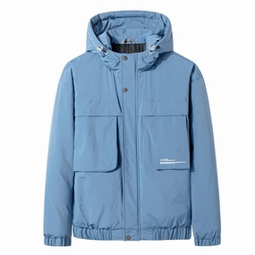 Stand-Up Collar Three-Dimensional Patch Pocket Black Large Size Zipper Loose-Fitting Hood Weather Resistant Coating